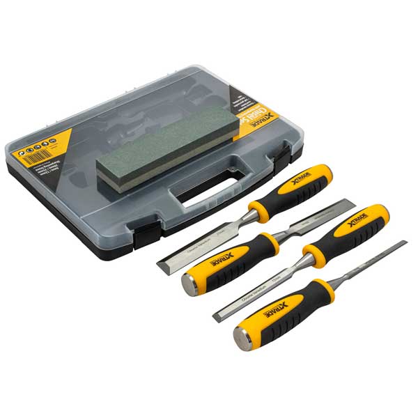 Chisel Set with Sharpening Stone - 4 Piece