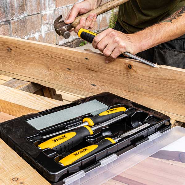 Chisel Set with Sharpening Stone - 4 Piece