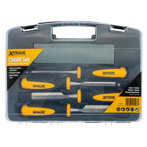 Chisel Set with Sharpening Stone - 4 Piece
